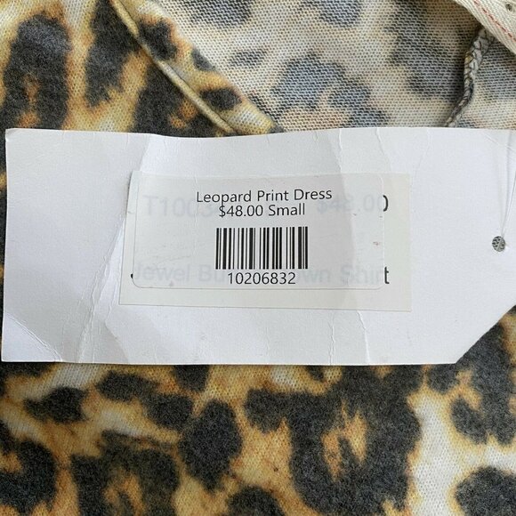 Raw Edge Leopard Print Dress Shift Size Small Tie Front - Picture 7 of 8